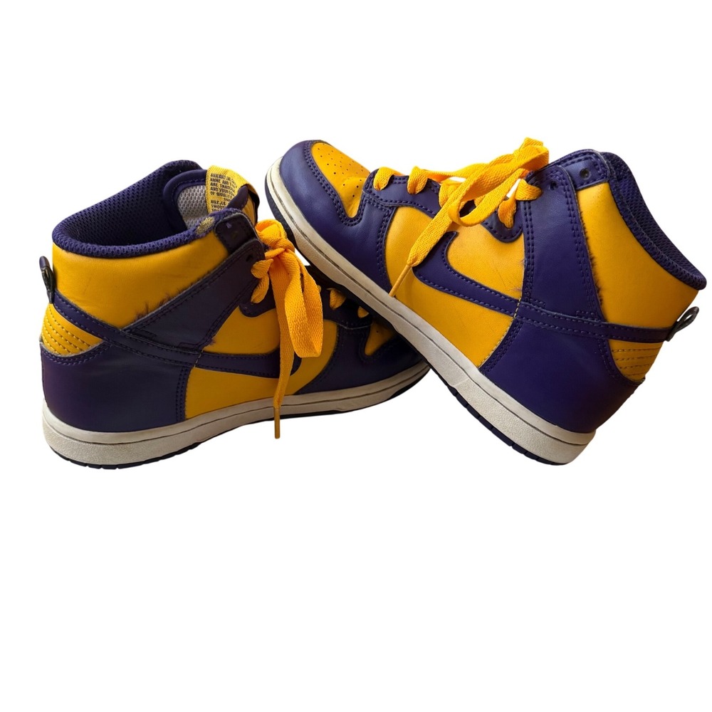 Nike Dunk High Varsity Purple University Gold Lakers Kids Shoes 13C DZ4455-500 - Picture 2 of 8